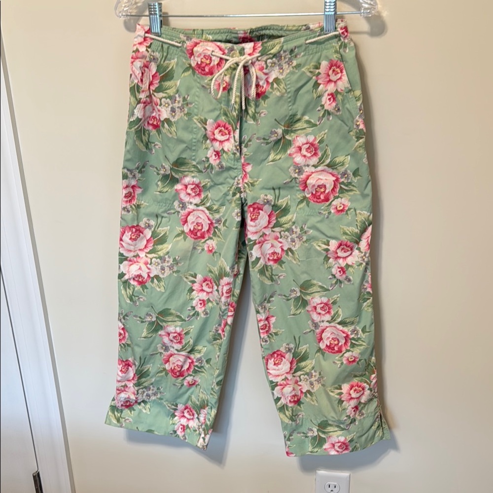 Vintage Lauren Ralph Lauren Women’s Floral Green Capri Cropped Pants / Size 4